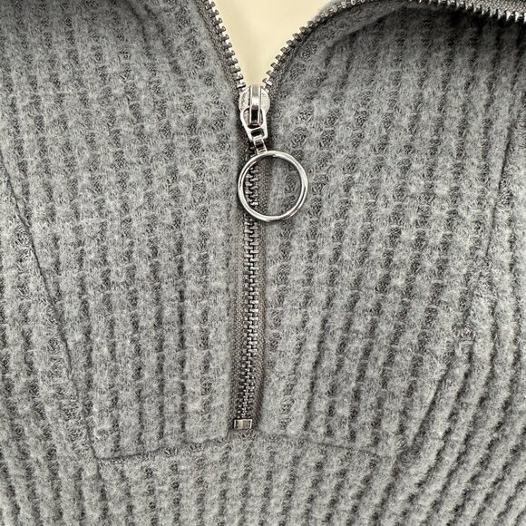 Bobeau Womens Gray Half-Zip Waffle Knit Pullover Top Size L - Picture 4 of 9
